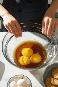 Adding Egg and Molasses to Ginger Molasses Cookie Dough