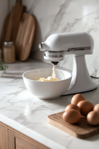 Adding Eggs and Vanilla to Apple Streusel Cookie Dough Mixture