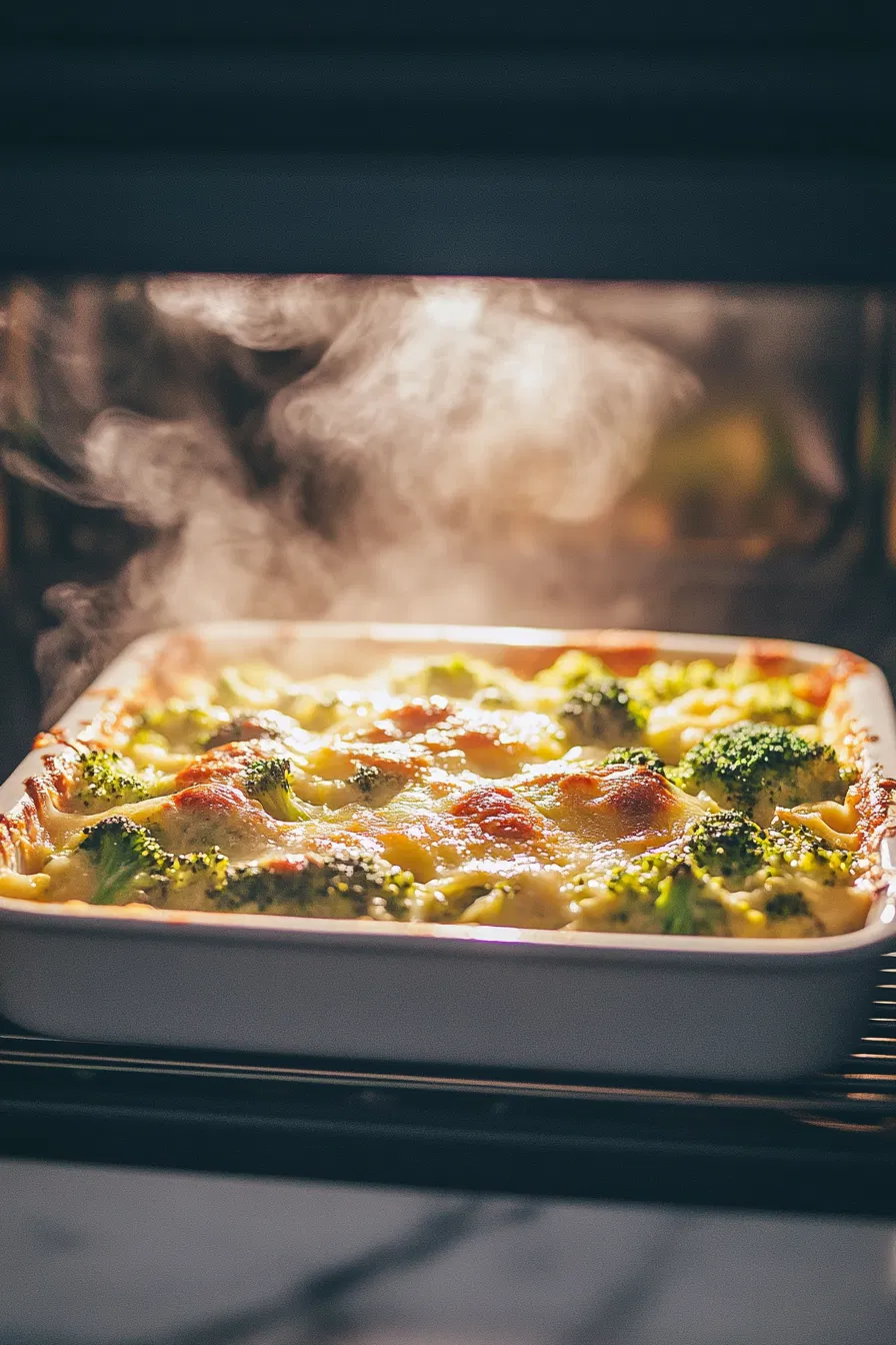 Bake for 30–35 minutes or until golden and bubbly.