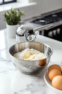 Combining Wet and Dry Ingredients for Ginger Molasses Cookies