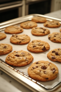 Cooling the Rolo-Stuffed Chocolate Chip Cookies