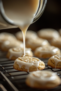 Drizzling Maple Glaze Over Maple Cinnamon Cookies