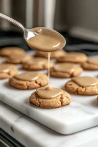 Icing-the-cooled-pumpkin-cookies-with-cinnamon-icing