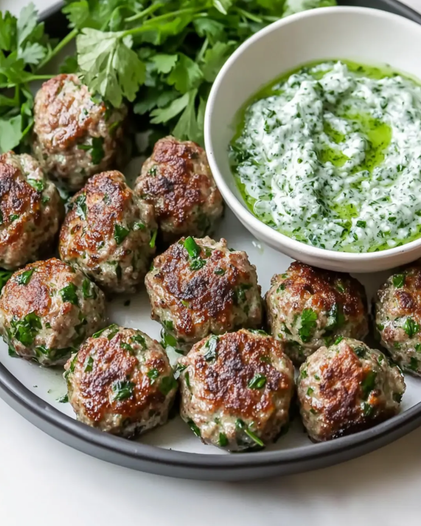 Lamb Meatballs With Green Goddess Dip