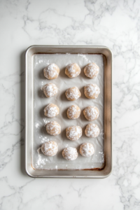 Placing Dough on Baking Sheet for Ginger Molasses Cookies