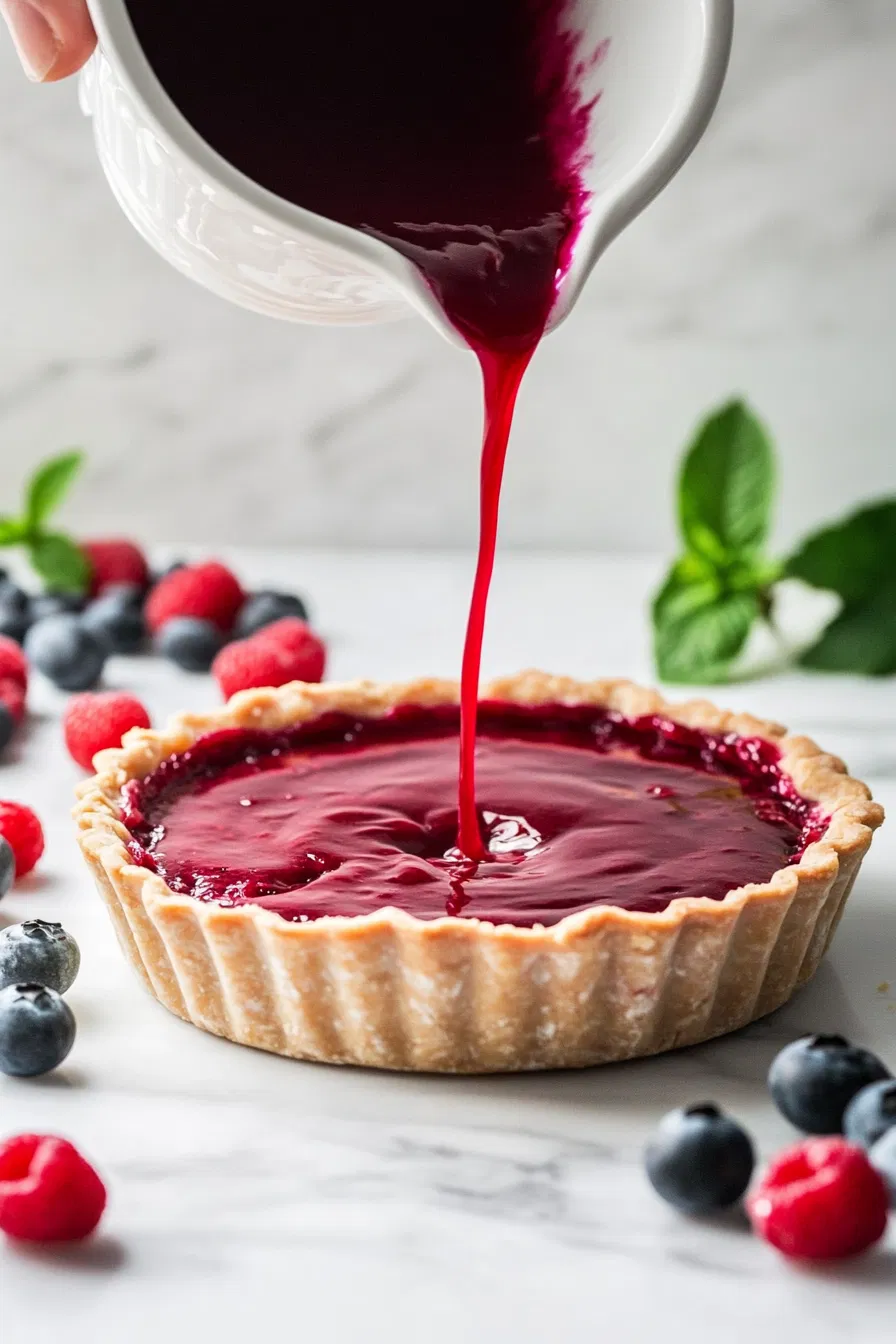 Pour filling into the tart crust.
