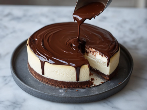 Christmas Cheesecake With Chocolate Sauce Recipe