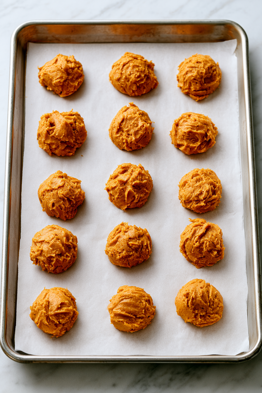 Scoop 1½-tablespoon portions of dough onto the baking sheet, spacing 2 inches apart