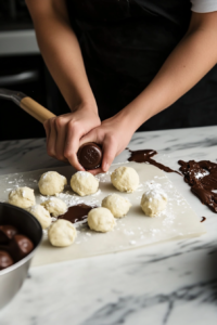 Shaping the Dough Balls for Rolo-Stuffed Chocolate Chip Cookies