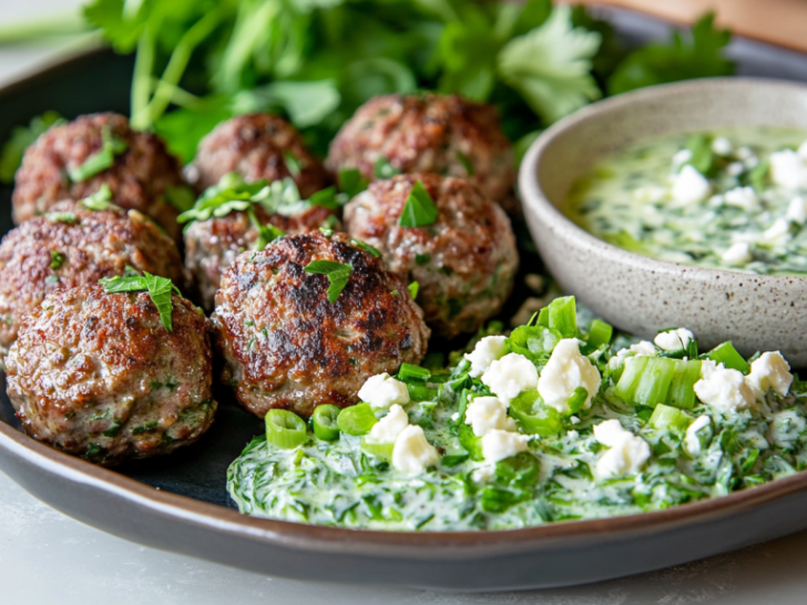 Chritmas Spicy Lamb Meatballs With Green Goddess Dip Recipe