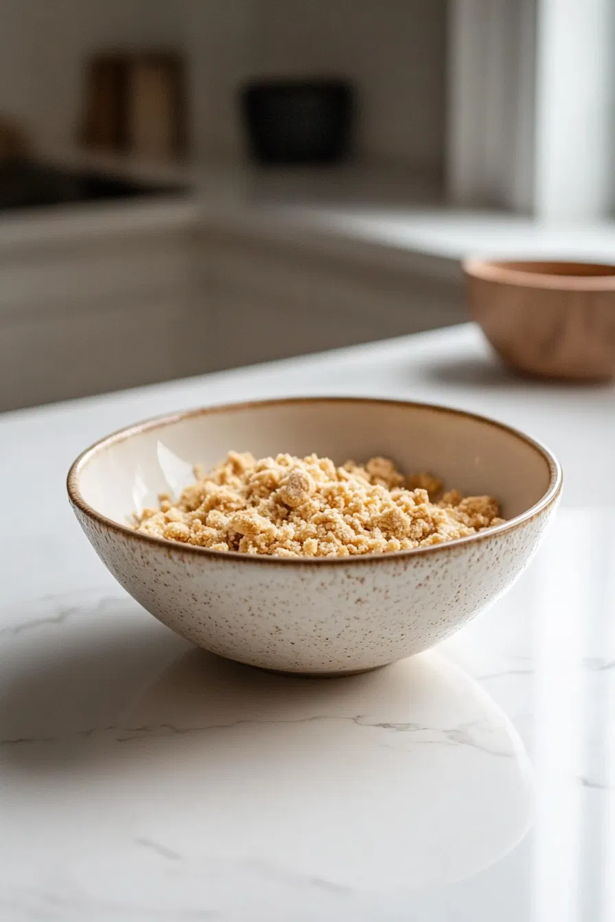 Toss crushed crackers with melted butter.