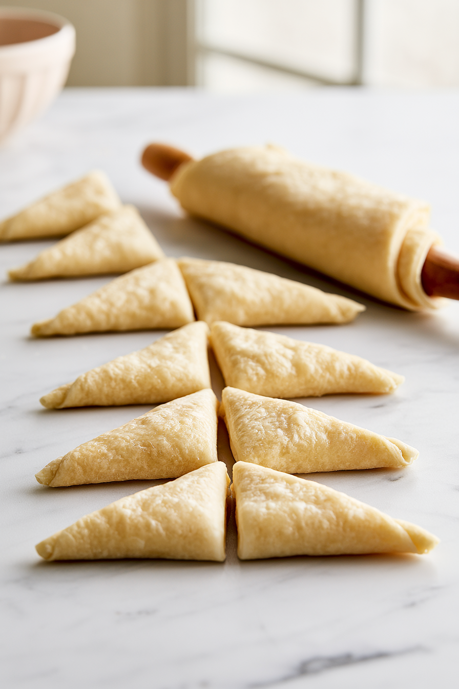 Unroll the crescent dough and separate it into triangles