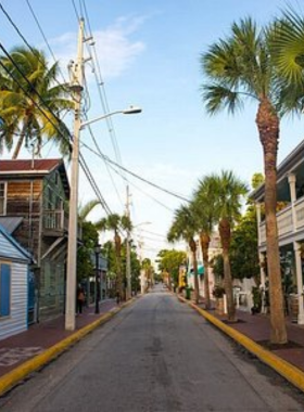  This image shows Duval Street in Key West, a lively area filled with shops, restaurants, and street performers. It's a vibrant destination, attracting visitors to experience local culture and entertainment.