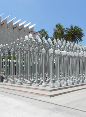 “The Los Angeles County Museum of Art (LACMA), showcasing iconic art installations and cultural exhibits on a sunny day.”