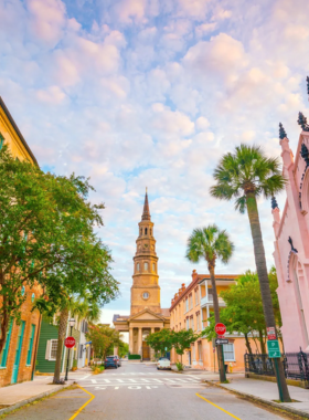  A family enjoying a bike ride along a scenic path in Charleston, surrounded by beautiful landscapes. The image captures the spirit of outdoor recreation in the city, highlighting family-friendly activities in a vibrant environment.