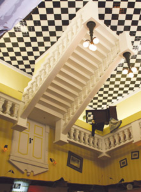 The WonderWorks lobby in Pigeon Forge, filled with colorful and interactive exhibits. This family-friendly attraction offers educational and fun activities for all ages.