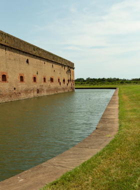 "Fort Pulaski National Monument near Savannah, a Civil War-era fortification with brick walls, historic cannons, and walking trails."