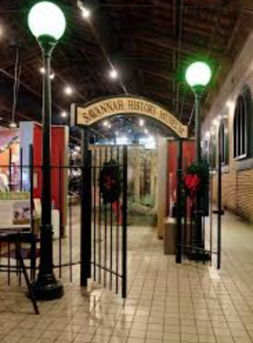 "The Savannah History Museum, located in an old train depot, showcasing exhibits on Savannah’s history, including Civil War artifacts."