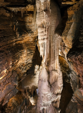 "This image shows that Talking Rocks Cavern in Branson is a unique attraction where visitors can explore beautiful underground rock formations."