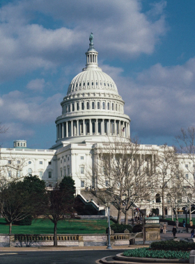 This image shows the U.S. Capitol Building, a significant symbol of American democracy and the center of legislative operations.
