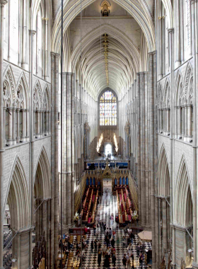 This image shows the Gothic architecture of Westminster Abbey, where British coronations and ceremonies take place.