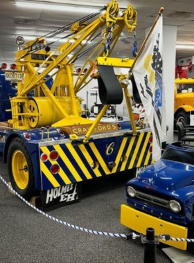 This image shows the International Towing and Recovery Hall of Fame Museum, featuring vintage tow trucks and exhibits. It reflects the history and contributions of the towing industry.