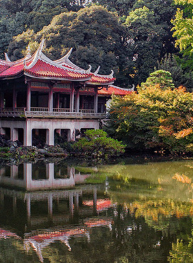 This image shows the lush greenery and colorful flowers in Shinjuku Gyoen National Garden. The serene park features neatly maintained paths, peaceful ponds, and visitors strolling among the blooming flowers, offering a perfect blend of nature and tranquility in the heart of Tokyo.