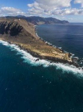 This image shows that Aruba’s Windward Coast features rugged, rocky shorelines and strong winds, making it an ideal spot for adventurous water sports like windsurfing and kite surfing.