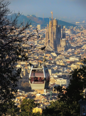 This image shows Montjuïc Hill in Barcelona, a scenic spot offering panoramic views of the city, home to the Montjuïc Castle, museums, and gardens, perfect for a day of exploration.

