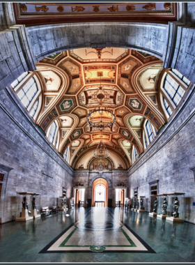 This image shows the magnificent exterior of the Detroit Institute of Arts, highlighting its grand architecture and cultural significance as an art hub.