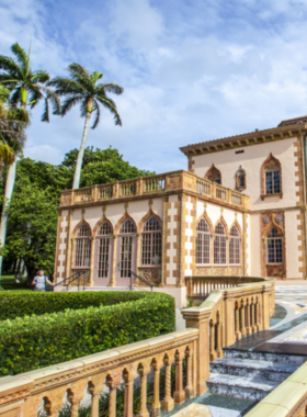  "This image shows the beautiful Ringling Museum in Sarasota, with its impressive art galleries, lush gardens, and the famous Circus Museum, offering visitors a blend of art and history."