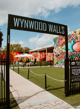 "This image shows the vibrant street art in Wynwood Art District, Miami, where colorful murals and contemporary art galleries create a creative atmosphere for visitors to explore and enjoy."