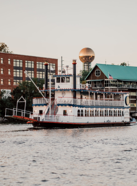 This image shows a river cruise along the Tennessee River in Knoxville, offering scenic views of the city’s skyline and landmarks. It’s a relaxing way to explore Knoxville’s natural beauty from the water.