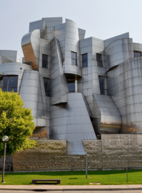 This image shows that the Weisman Art Museum at the University of Minnesota showcases contemporary art and modern architecture, providing a dynamic space for visitors to explore.