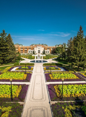 This image shows the lush gardens of Montreal's Botanical Garden, showcasing a variety of plants in beautifully designed thematic gardens, perfect for nature lovers.