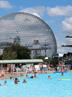 This image shows the peaceful green spaces of Jean-Drapeau Park, ideal for outdoor activities, with gardens, lakes, and cultural sites perfect for relaxation and recreation.