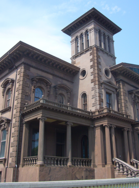 This image shows the historic Victoria Mansion in Portland, known for its Italianate architecture and beautifully preserved rooms that reflect mid-19th-century elegance.
