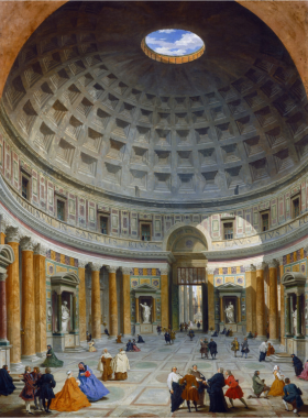  This image shows the Pantheon’s ancient dome with its central oculus, an iconic landmark of Roman architecture.