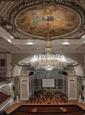 "This image shows the stunning interior of Cincinnati Music Hall, with its grand Victorian architecture and an elegant stage, ready to host world-class performances."

