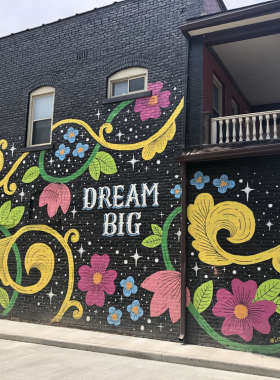 This image shows a vibrant street mural on the wall of a Cleveland building, featuring colorful artwork that represents the city’s artistic expression and cultural diversity.

