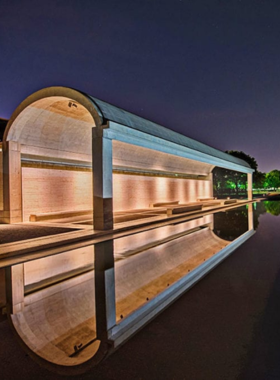 This image shows the stunning exterior of the Kimbell Art Museum, designed by renowned architect Louis Kahn. It reflects the museum’s role in showcasing world-class art collections and its significance in Fort Worth's cultural scene.