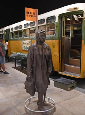 "This image shows the exterior of the National Civil Rights Museum, located at the Lorraine Motel in Memphis, preserving the history and legacy of the Civil Rights Movement."