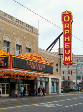 "This image shows the majestic Orpheum Theatre in Memphis, a historic venue hosting Broadway shows, concerts, and live performances in a beautiful vintage setting."