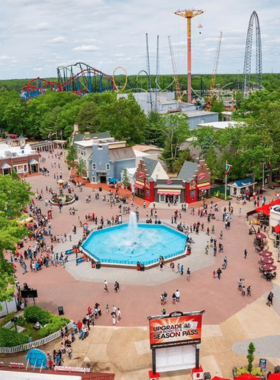  This image shows Kingda Ka, the world’s tallest roller coaster, with its towering tracks and excited riders enjoying the thrill.