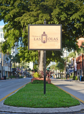 : This image shows the bustling Las Olas Boulevard with a lively mix of shops, cafes, and galleries, capturing the charm and unique shopping experiences along Fort Lauderdale's popular district.