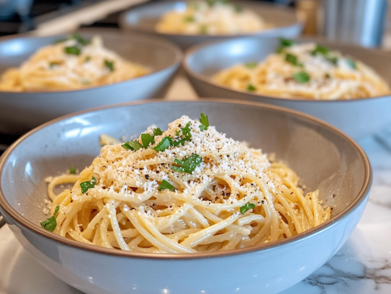 creamy butternut squash pasta ready to serve
