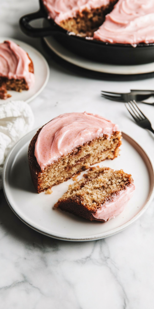 Cooling and Serving the Strawberry Cake with Cinnamon and Cream Cheese