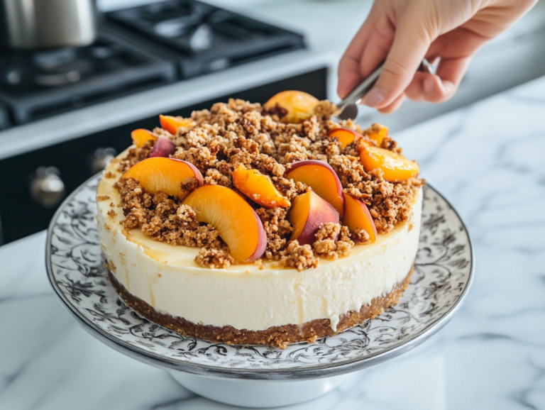 Cooling the Cheesecake in the Oven for Peach Cheesecake