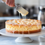 Glaze Poured Over Freshly Baked Apple Cake