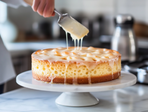 Glaze Poured Over Freshly Baked Apple Cake